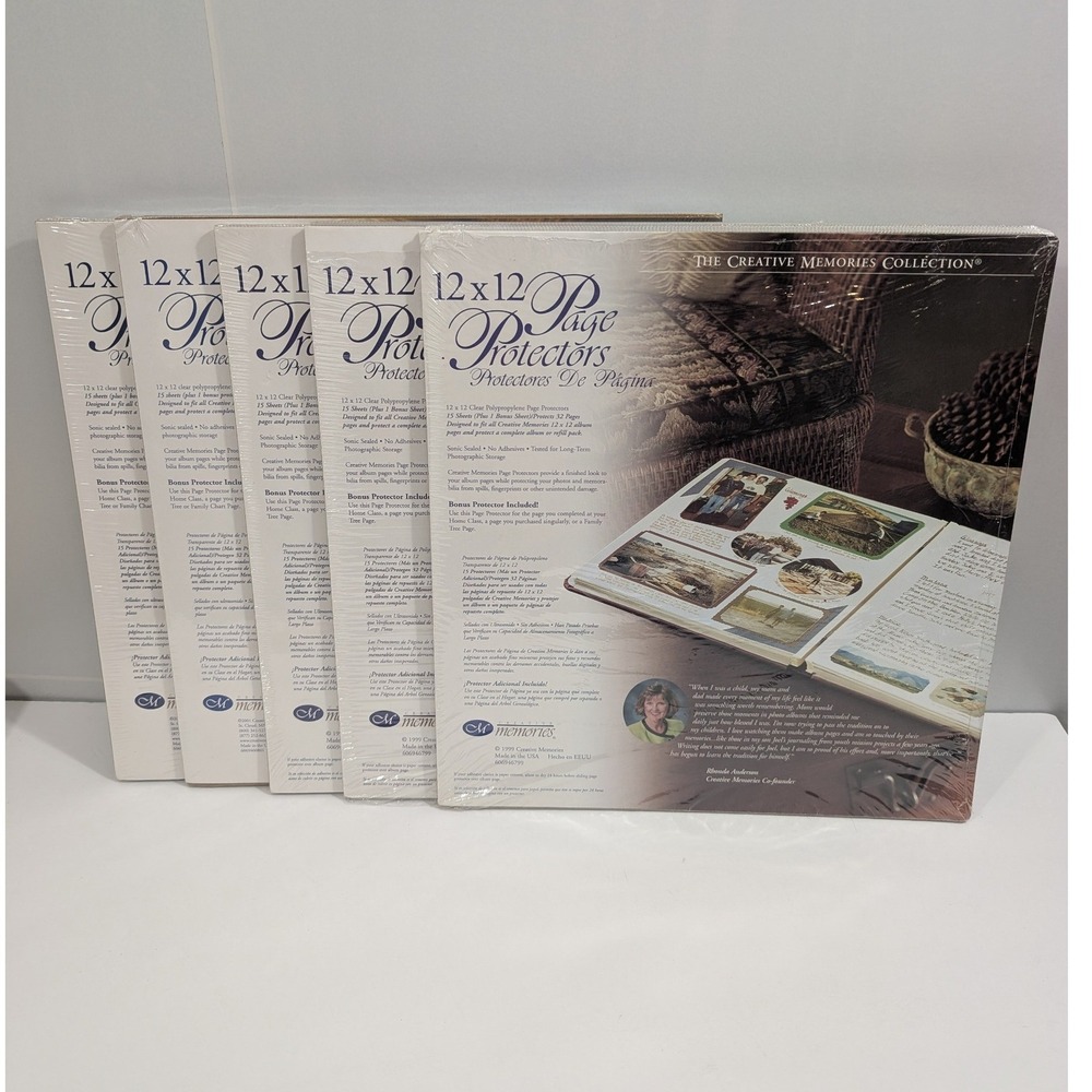 Lot of 5 Vintage Creative Memories 12x12 Page Protectors Old Size 1999 2001